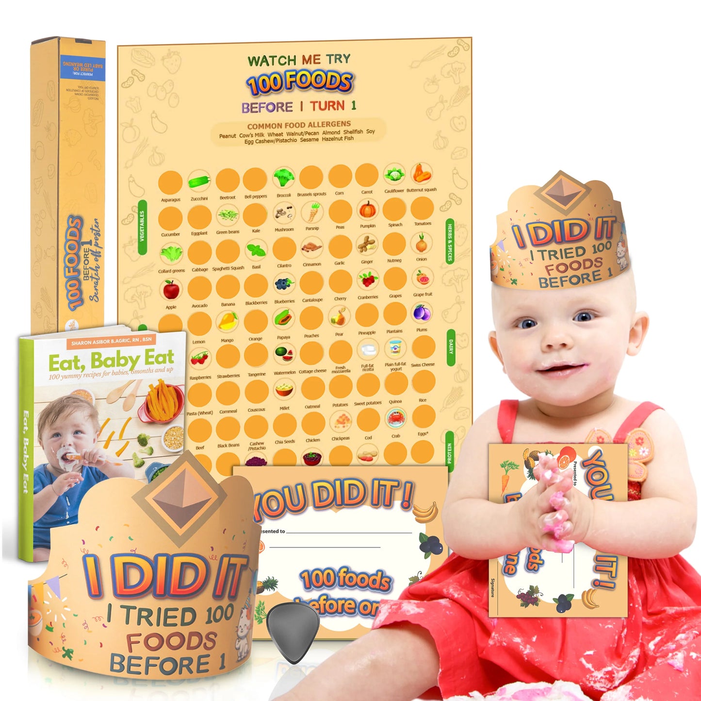 100 Foods before 1 Scratch off Poster - Yellow
