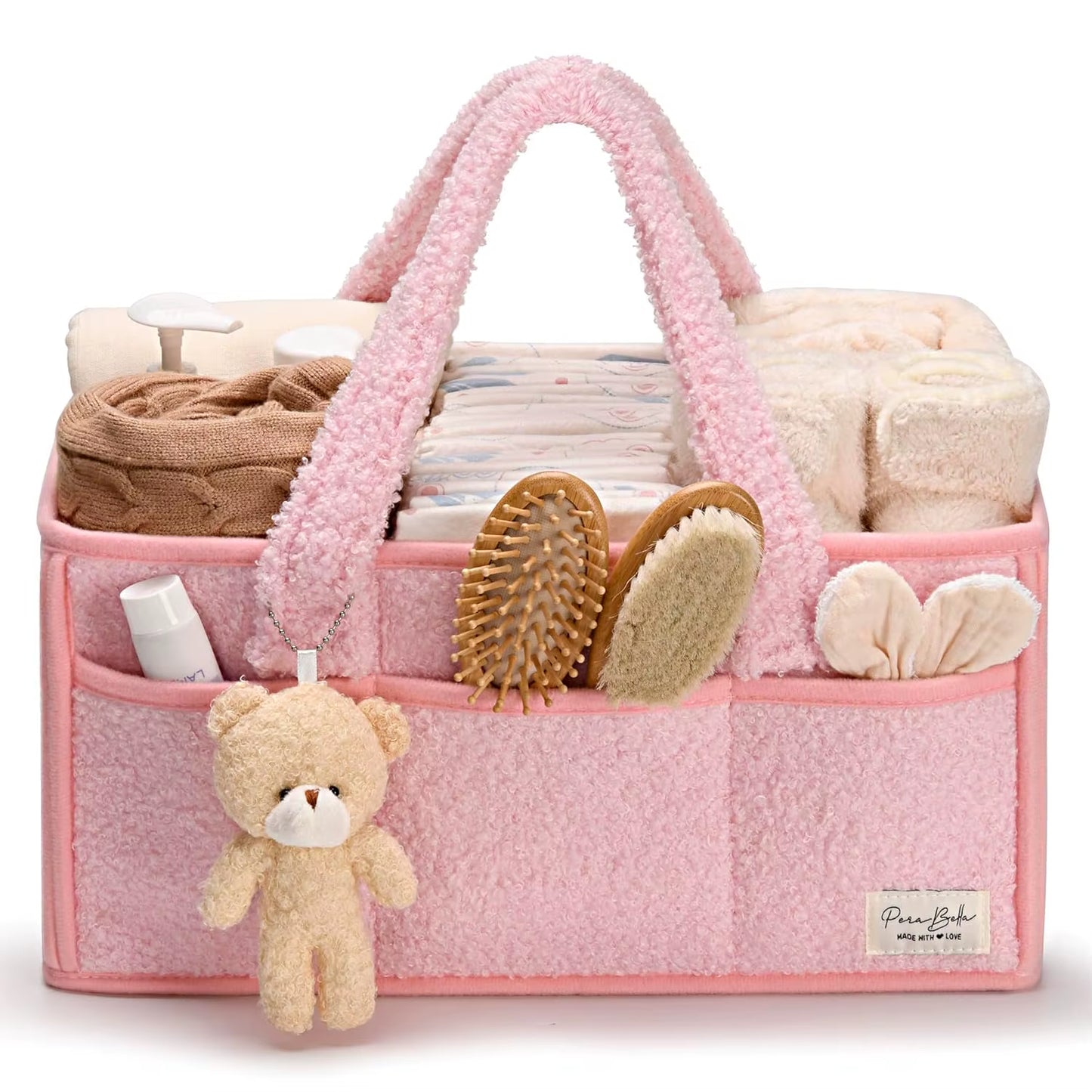 Baby Diaper Caddy Organizer for Changing Table, Baby Storage Basket for Diapers and Baby Wipes, Gift for Baby Shower