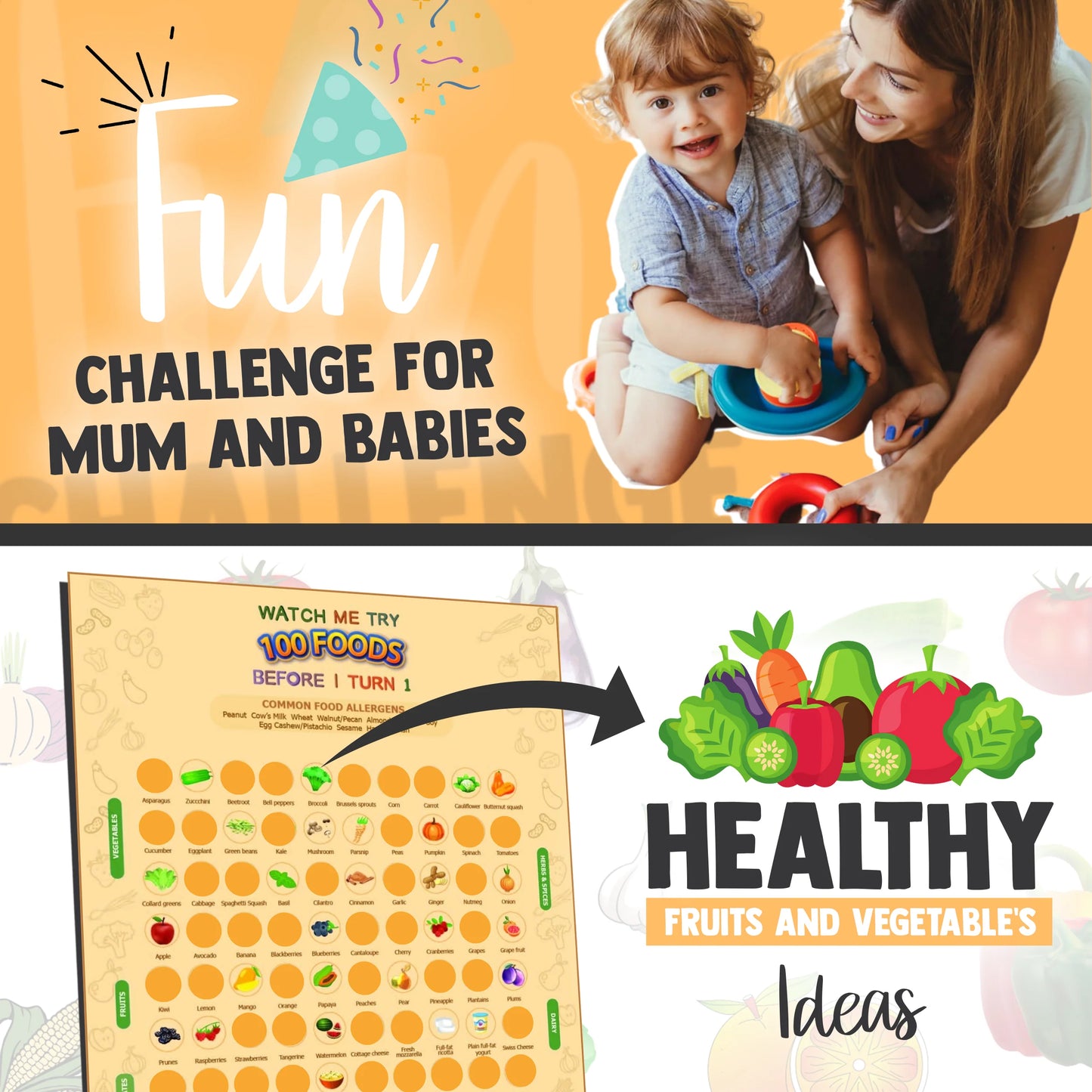 100 Foods before 1 Scratch off Poster - Yellow
