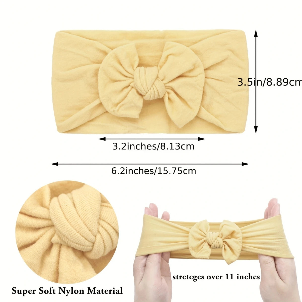 12 Colors Nylon Stretchy Soft Knot Baby Girl Headbands with Hair Bows Head Wrap for Newborn Baby Girls Infant Toddlers Kids