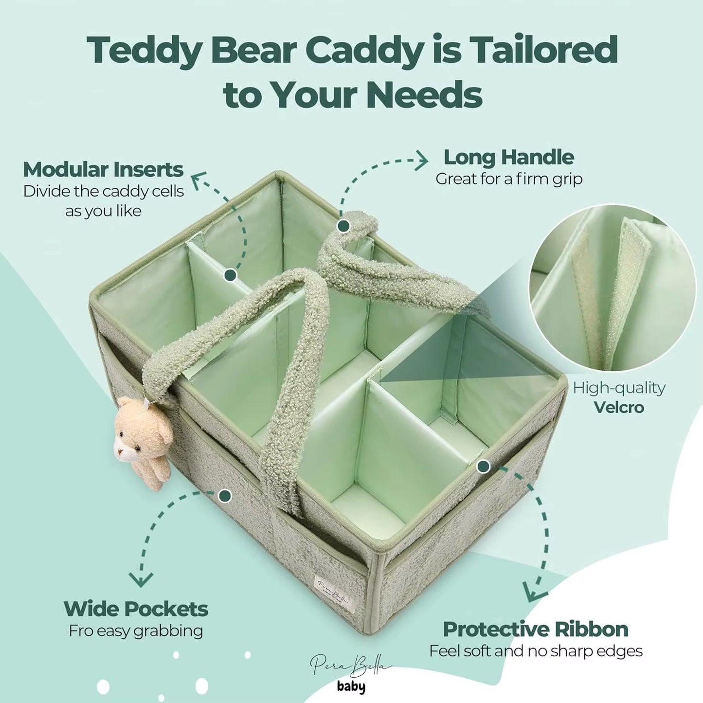 Baby Diaper Caddy Organizer for Changing Table, Baby Storage Basket for Diapers and Baby Wipes, Gift for Baby Shower