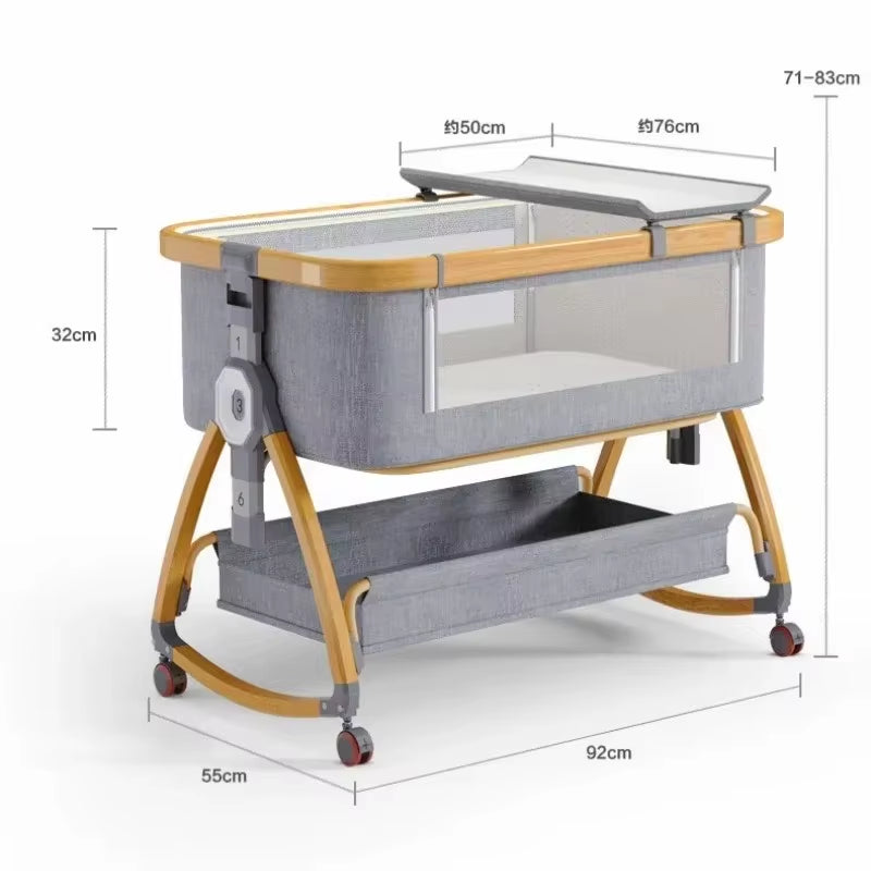 Aluminum Alloy Frame Baby Crib Baby Bassinet, Bed Foldable Bed Newborn Splintered Bed Baby Cradle with Matress and Nursing Table