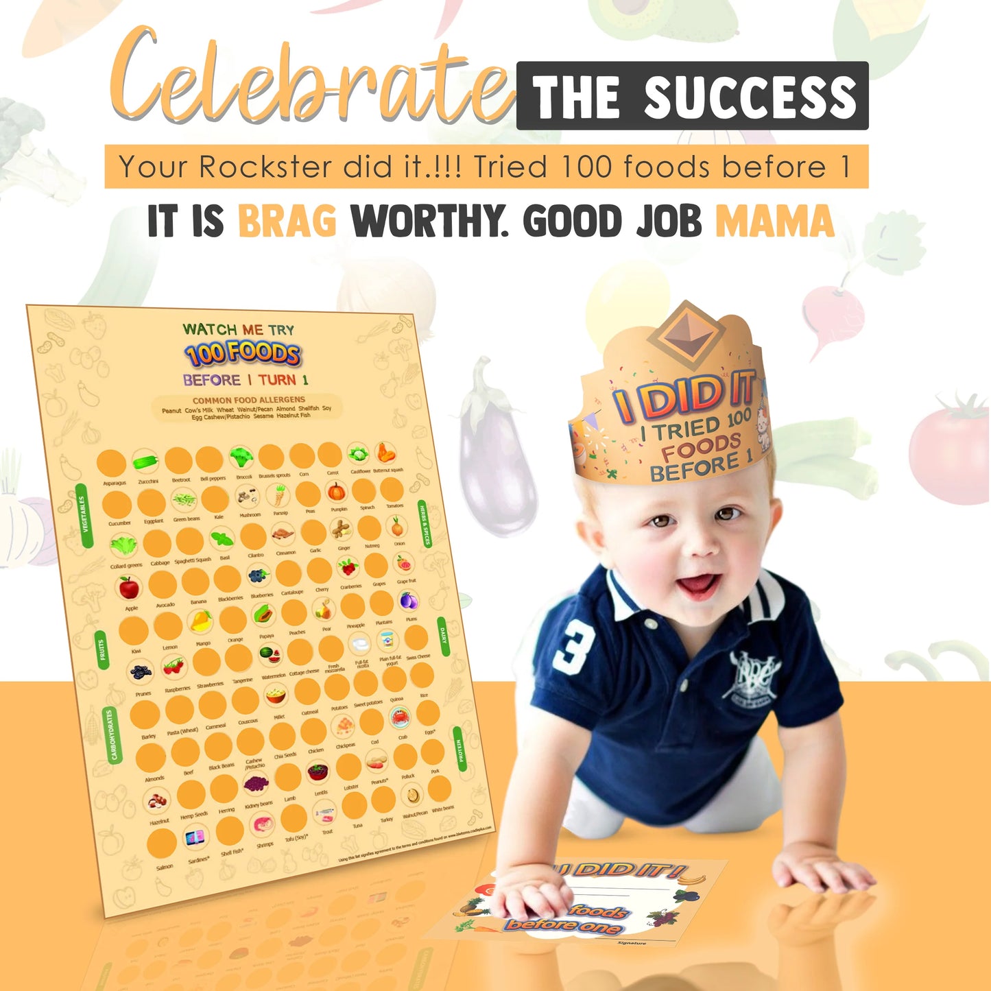100 Foods before 1 Scratch off Poster - Yellow