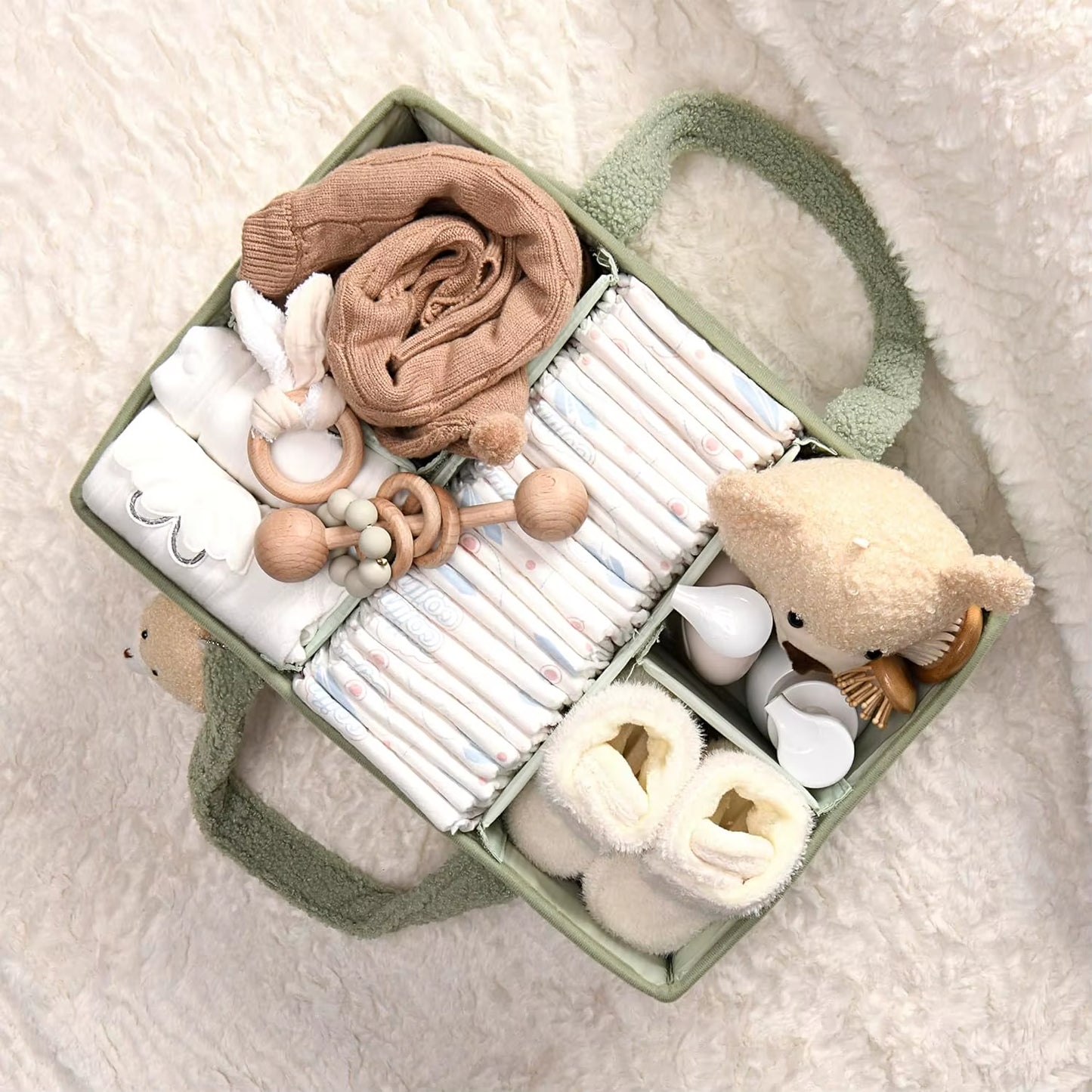 Baby Diaper Caddy Organizer for Changing Table, Baby Storage Basket for Diapers and Baby Wipes, Gift for Baby Shower