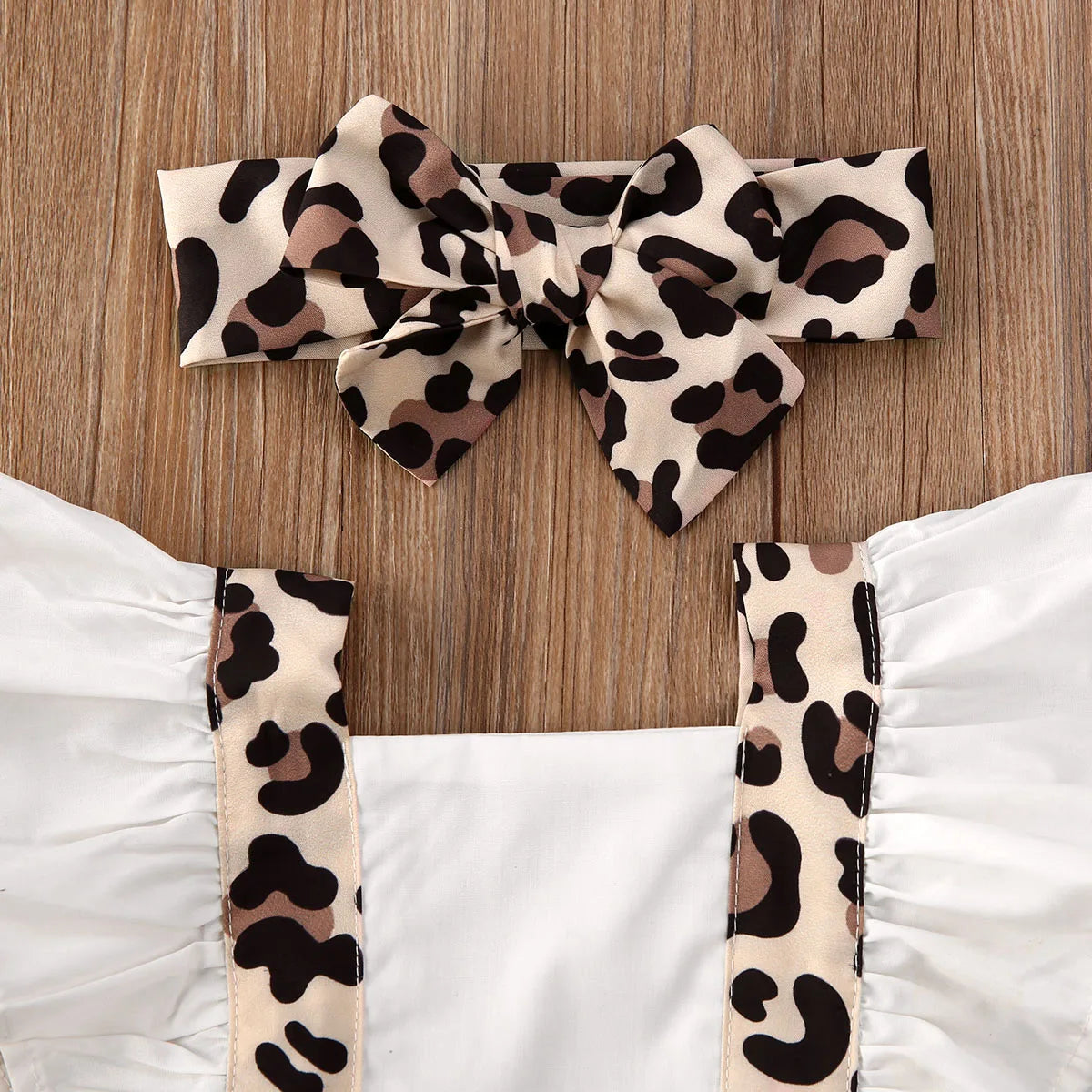 2024 Baby Summer Clothing Newborn Infant Baby Girl Clothes Leopard Jumpsuit Bodysuit Headband 2Pcs Outfits