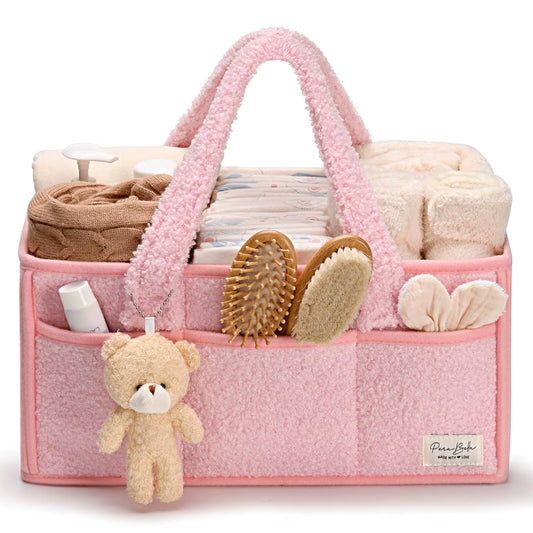 Baby Diaper Caddy Organizer for Changing Table, Baby Storage Basket for Diapers and Baby Wipes, Gift for Baby Shower