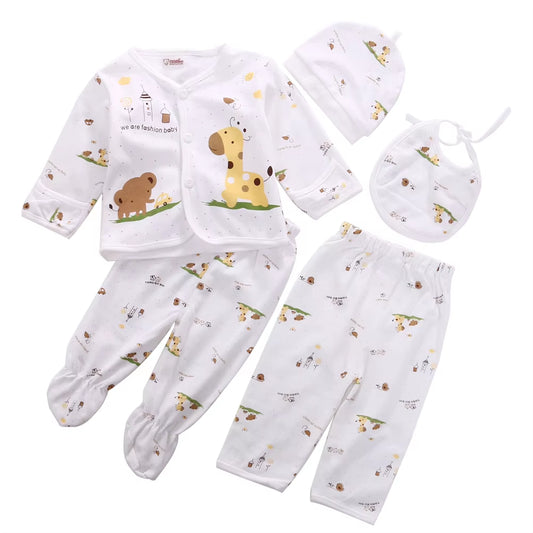 0-3M Newborn Baby Unisex Clothes Underwear Animal Print Shirt and Pants 2PCS Boys Girls Cotton Soft